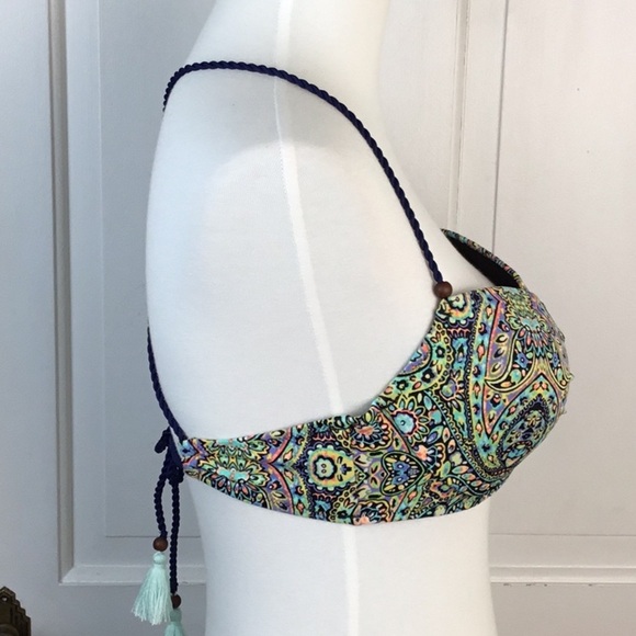 Victoria Secret Floral Halter Bikini Top 32D Boho Colorful Vacation NWT - Picture 3 of 8
